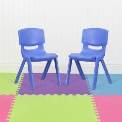 Flash Furniture Plastic Student Stacking Chair, Blue, 2-Pieces (2YUYCX005BLUE)