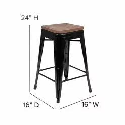 Flash Furniture Metal 24" High Counter-Height Bar Stool, Black, 4-Pieces (4ET31320W24BKR) -Office Chairs Sale sp155707234 s7