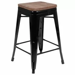 Flash Furniture Metal 24" High Counter-Height Bar Stool, Black, 4-Pieces (4ET31320W24BKR) -Office Chairs Sale sp155707236 s7