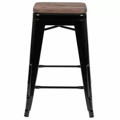 Flash Furniture Metal 24" High Counter-Height Bar Stool, Black, 4-Pieces (4ET31320W24BKR) -Office Chairs Sale sp155707237 s7