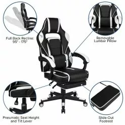 Flash Furniture X40 Ergonomic LeatherSoft Swivel Gaming Massaging Chair, White (CH00288WH) -Office Chairs Sale sp155711484 s7