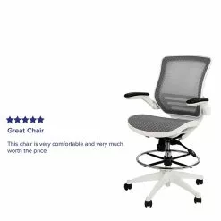 Flash Furniture Mesh Mid-Back Drafting Stool With Lumbar Support, Gray/White (BLLB8801XDGRWH) -Office Chairs Sale sp155712752 s7