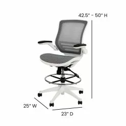 Flash Furniture Mesh Mid-Back Drafting Stool With Lumbar Support, Gray/White (BLLB8801XDGRWH) -Office Chairs Sale sp155712754 s7