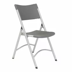 National Public Seating NPS 600 Series Heavy Duty Plastic Folding Chair, Charcoal Slate, 4 Pack (620/4)