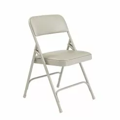 National Public Seating NPS 1200 Series Vinyl Padded Premium Folding Chairs, Warm Grey/Grey, 4/Pack (1202/4)
