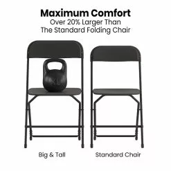 Flash Furniture Hercules™ Plastic Big And Tall Commercial Folding Chair, Black, 4/Pack (4LEL3WBK)