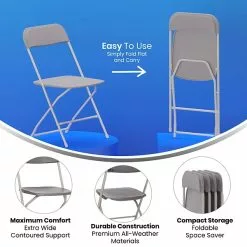 Flash Furniture Hercules™ Plastic Big And Tall Commercial Folding Chair, Gray, 4/Pack (4LEL3WGY) -Office Chairs Sale sp181497482 s7