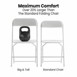 Flash Furniture Hercules™ Plastic Big And Tall Commercial Folding Chair, White, 4/Pack (4LEL3WWH)
