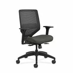 HON® HON Solve Ilira-Stretch Mesh /Fabric Mid-Back Task Chair, Adjustable Lumbar Support & Arms, Black/Ink (HONSVM1ALC10T)