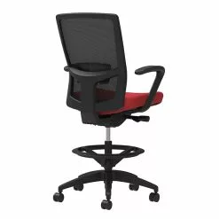 Union & Scale Workplace2.0™ Fabric Stool, Cherry, Adjustable Lumbar, Fixed Arms, Synchro-Tilt Seat Control (53851)