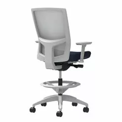 Union & Scale Workplace2.0™ Fabric Stool, Navy, Integrated Lumbar, Height & Width Adjustable Arms, Synchro-Tilt Control (53781)
