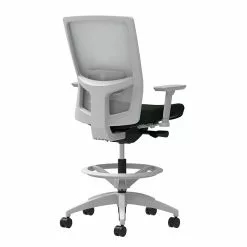 Union & Scale Workplace2.0™ Stool, Black Vinyl, Adjustable Lumbar, Height & Width Adjustable Arms, Synchro-Tilt Control (53778)