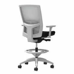 Union & Scale Workplace2.0™ Fabric Stool, Black, Adjustable Lumbar, Height & Width Adjustable Arms, Synchro-Tilt Control (53774)