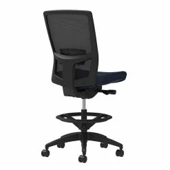 Union & Scale Workplace2.0™ Fabric Stool, Navy, Adjustable Lumbar, Armless, Synchro-Tilt Seat Control (53886)