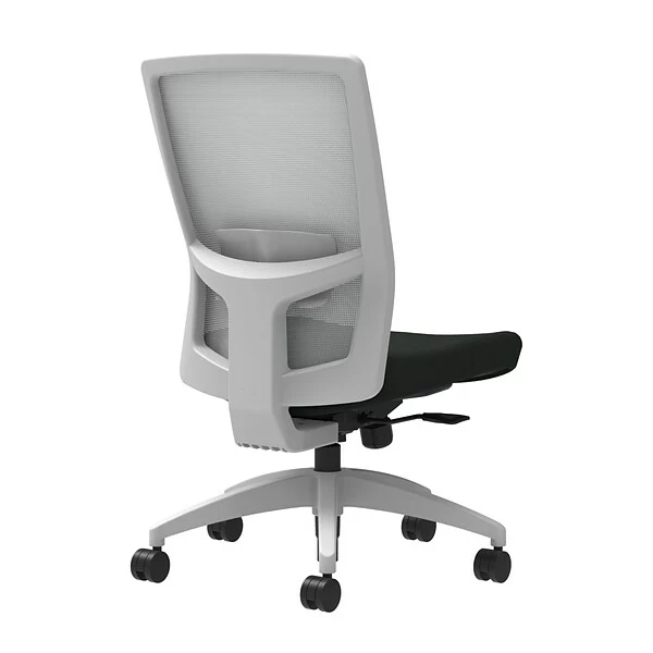 Union & Scale Workplace2.0™ Task Chair, Black Vinyl, Adjustable Lumbar, Armless, Synchro-Tilt W/Seat Slide Seat Control (53507) 1 Union & Scale Workplace2.0™ Task Chair, Black Vinyl, Adjustable Lumbar, Armless, Synchro-Tilt W/Seat Slide Seat Control (53507)