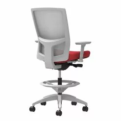 Union & Scale Workplace2.0™ Fabric Stool, Cherry, Integrated Lumbar, Height/Width Adjustable Arms, Synchro-Tilt Control (53767)