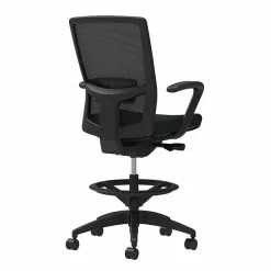 Union & Scale Workplace2.0™ Vinyl Stool, Black Vinyl, Adjustable Lumbar, Fixed Arms, Synchro-Tilt, Partial Assembly Required