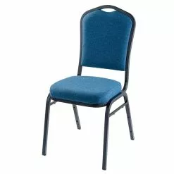 National Public Seating NPS 9300 Series Deluxe Fabric Upholstered Stack Chair, Natural Blue/Black Sandtex, 4 Pack (9374-BT/4)