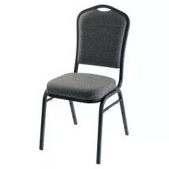 National Public Seating NPS 9300 Series Deluxe Fabric Upholstered Stack Chair, Natural Graystone/Black Sandtex (9362-BT)