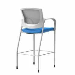 Union & Scale Workplace2.0™ Bistro Height Stool Fog Mesh, Fixed Arms, Cobalt Fabric (54247)