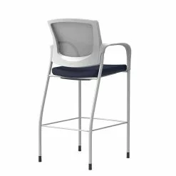 Union & Scale Workplace2.0™ Bistro Height Stool Fog Mesh, Fixed Arms, Navy Fabric (54253)