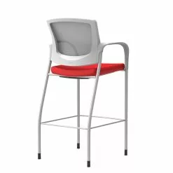 Union & Scale Workplace2.0™ Bistro Height Stool Fog Mesh, Fixed Arms, Ruby Fabric (54254)