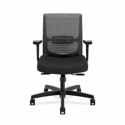 HON® HON Convergence Fabric/Mesh Task Chair, Adjustable Arms, Black (HONCMY1AACCF10)