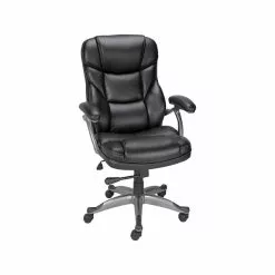 Quill Brand® Osgood High-Back Bonded Leather Manager Chair, Black (21076)