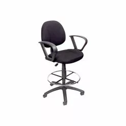 Boss Office Products Boss Ergonomic Works Tweed Fabric Drafting Stool Black (B1617-BK)