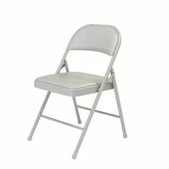 National Public Seating NPS Commercialine 950 Series Vinyl Upholstered Commercialine Folding Chairs, Gray/Gray, 4 Pack (952/4)