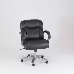 Safco 3500 Series Ergonomic Leather Executive Big & Tall Chair, 350 Lb. Capacity, Black (3504BL)