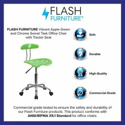 Flash Furniture Elliott Armless Plastic And Chrome Task Office Chair With Tractor Seat, Apple Green And Chrome (LF214APLGN) -Office Chairs Sale sp80657920 s7