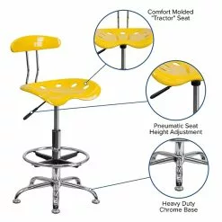 Flash Furniture Low Back Polymer Drafting Stool With Tractor Seat, Vibrant Orange-Yellow -Office Chairs Sale sp80657984 s7