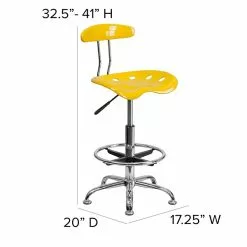 Flash Furniture Low Back Polymer Drafting Stool With Tractor Seat, Vibrant Orange-Yellow -Office Chairs Sale sp80657985 s7