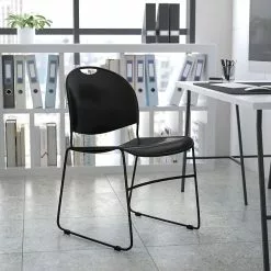 Flash Furniture HERCULES™ Plastic Ultra Compact Stack Chair, Black [RUT188BKCHR]