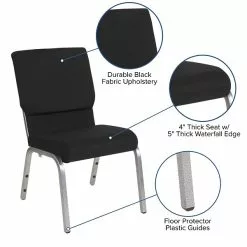 Flash Furniture HERCULES™ Fabric Stacking Church Chair, Black, Silver Vein Frame (XUCH60096BKSV) -Office Chairs Sale sp80658541 s7