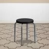 Flash Furniture Stackable Stool With Black Seat And Silver Powder Coated Frame, Black