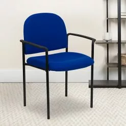 Flash Furniture Fabric Stackable Steel Side Chairs W/Arms (BT5161NVY)