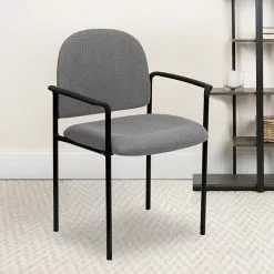 Flash Furniture Fabric Stackable Steel Side Chairs W/Arms (BT5161GY)
