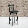 Flash Furniture Traditional Vinyl Restaurant Swivel Barstool With Back, Black (XU6F8BXSWVBKV)