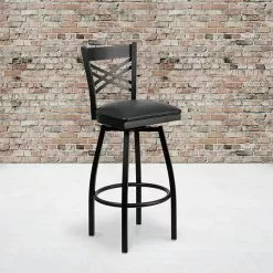 Office Chairs Sale 18 Flash Furniture Traditional Vinyl Restaurant Swivel Barstool With Back, Black (XU6F8BXSWVBKV)
