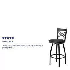 Flash Furniture Traditional Vinyl Restaurant Swivel Barstool With Back, Black (XU6F8BXSWVBKV) -Office Chairs Sale sp81131041 s7