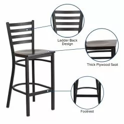 Flash Furniture Traditional Wood Restaurant Barstool With Back, Walnut (XUDG697BBARWAW) -Office Chairs Sale sp81615469 s7