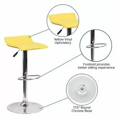 Flash Furniture Contemporary Vinyl Adjustable Height Barstool With Back, Yellow (DS801CONTYEL) -Office Chairs Sale sp82711413 s7