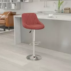 Flash Furniture Contemporary Vinyl Adjustable Height Barstool With Back, Burgundy (CH82028ABURG)