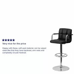 Flash Furniture Contemporary Vinyl Adjustable Height Barstool With Back, Black (CH102029BK) -Office Chairs Sale sp82712568 s7