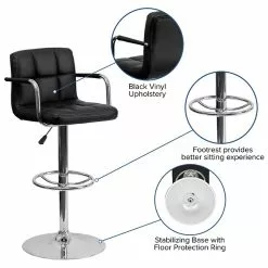 Flash Furniture Contemporary Vinyl Adjustable Height Barstool With Back, Black (CH102029BK) -Office Chairs Sale sp82712569 s7