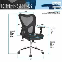 Techni Mobili Mesh Back Fabric Task Chair, Black (RTA-0098M-BK) -Office Chairs Sale sp88390985 s7