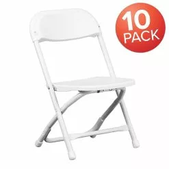 Flash Furniture Kids Plastic Armless Folding Chair, White, 10/Pack (10YKIDWH)