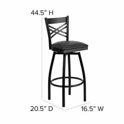 Flash Furniture Traditional Vinyl Restaurant Swivel Barstool With Back, Black (XU6F8BXSWVBKV) -Office Chairs Sale sp88964520 s7